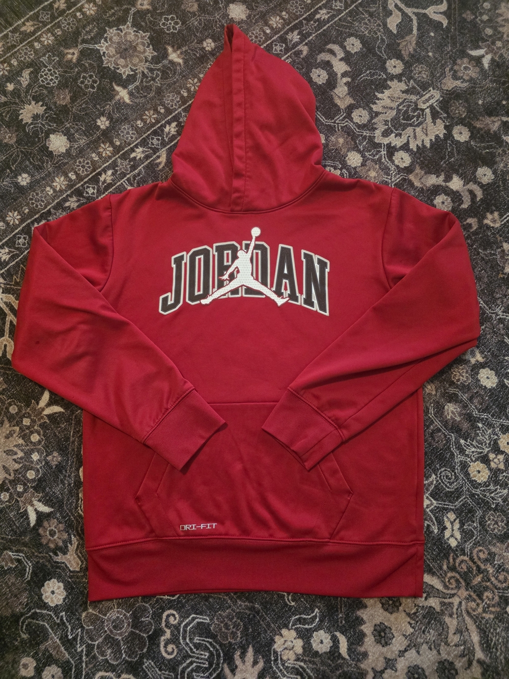 Jordan Red Pullover Hoodie with White Logo